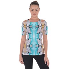 Seamless Wallpaper Pattern Symmetry Art Shoulder Cut Out Short Sleeve Top by Pakrebo