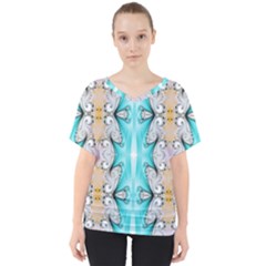 Seamless Wallpaper Pattern Symmetry Art V-neck Dolman Drape Top by Pakrebo