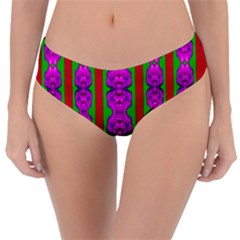 Love For The Fantasy Flowers With Happy Purple And Golden Joy Reversible Classic Bikini Bottoms by pepitasart