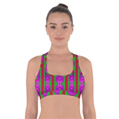 Love For The Fantasy Flowers With Happy Purple And Golden Joy Cross Back Sports Bra by pepitasart