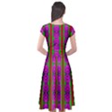 Love For The Fantasy Flowers With Happy Purple And Golden Joy Cap Sleeve Wrap Front Dress View2