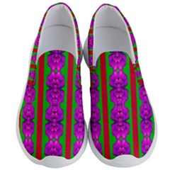 Love For The Fantasy Flowers With Happy Purple And Golden Joy Men s Lightweight Slip Ons by pepitasart