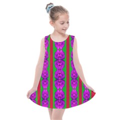 Love For The Fantasy Flowers With Happy Purple And Golden Joy Kids  Summer Dress by pepitasart