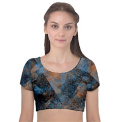 Rustictomorrow Velvet Short Sleeve Crop Top 