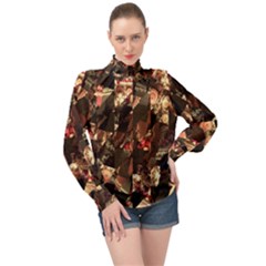 Piecesofme High Neck Long Sleeve Chiffon Top