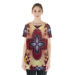 Kaleidoscope Fractal Pattern Skirt Hem Sports Top by Pakrebo