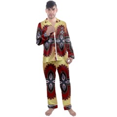 Kaleidoscope Fractal Pattern Men s Satin Pajamas Long Pants Set