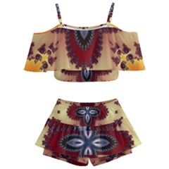 Kaleidoscope Fractal Pattern Kids  Off Shoulder Skirt Bikini