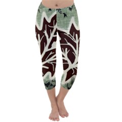 Drawing Autumn Leaves Season Capri Winter Leggings  by Pakrebo