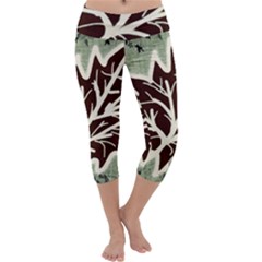 Drawing Autumn Leaves Season Capri Yoga Leggings by Pakrebo