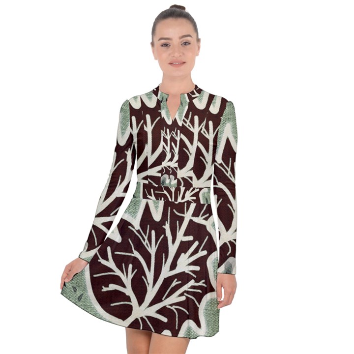 Drawing Autumn Leaves Season Long Sleeve Panel Dress