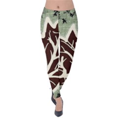 Drawing Autumn Leaves Season Velvet Leggings by Pakrebo