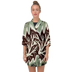 Drawing Autumn Leaves Season Half Sleeve Chiffon Kimono by Pakrebo