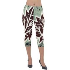 Drawing Autumn Leaves Season Lightweight Velour Capri Leggings  by Pakrebo