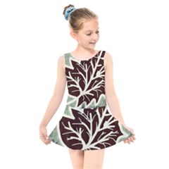 Drawing Autumn Leaves Season Kids  Skater Dress Swimsuit by Pakrebo