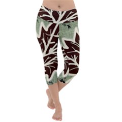 Drawing Autumn Leaves Season Lightweight Velour Capri Yoga Leggings by Pakrebo