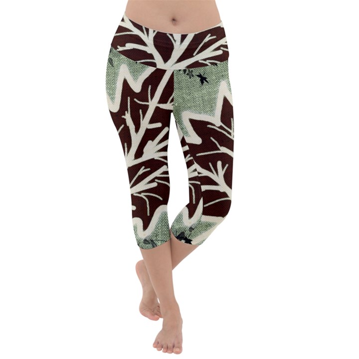 Drawing Autumn Leaves Season Lightweight Velour Capri Yoga Leggings