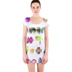 Shapes Abstract Set Pack Short Sleeve Bodycon Dress by Pakrebo