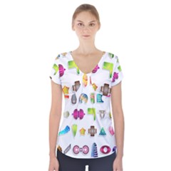 Shapes Abstract Set Pack Short Sleeve Front Detail Top by Pakrebo