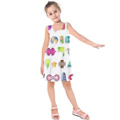 Shapes Abstract Set Pack Kids  Sleeveless Dress by Pakrebo