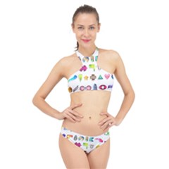 Shapes Abstract Set Pack High Neck Bikini Set by Pakrebo