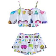 Shapes Abstract Set Pack Kids  Off Shoulder Skirt Bikini