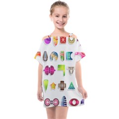 Shapes Abstract Set Pack Kids  One Piece Chiffon Dress by Pakrebo