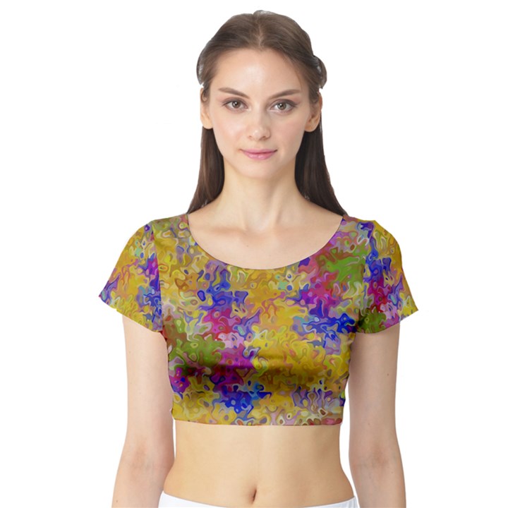 Marble Texture Abstract Abstraction Short Sleeve Crop Top