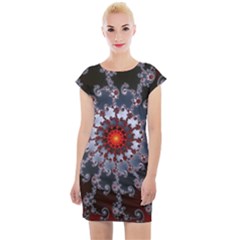 Fractal Rendering Spiral Helix Cap Sleeve Bodycon Dress by Pakrebo