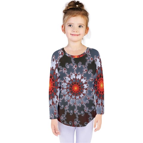 Fractal Rendering Spiral Helix Kids  Long Sleeve Tee by Pakrebo