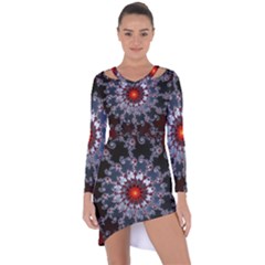 Fractal Rendering Spiral Helix Asymmetric Cut-out Shift Dress by Pakrebo