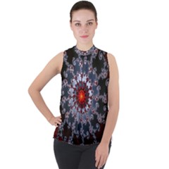 Fractal Rendering Spiral Helix Mock Neck Chiffon Sleeveless Top by Pakrebo