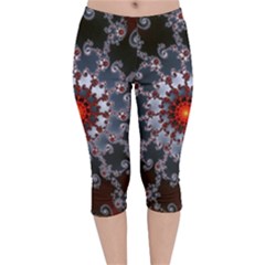 Fractal Rendering Spiral Helix Velvet Capri Leggings 