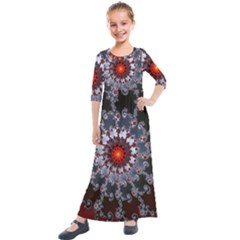 Fractal Rendering Spiral Helix Kids  Quarter Sleeve Maxi Dress by Pakrebo