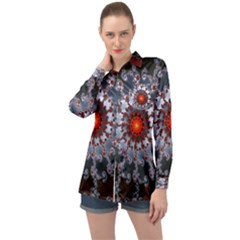 Fractal Rendering Spiral Helix Long Sleeve Satin Shirt