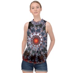 Fractal Rendering Spiral Helix High Neck Satin Top by Pakrebo