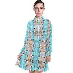 Seamless Wallpaper Pattern Ornament Long Sleeve Chiffon Shirt Dress