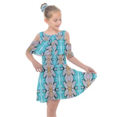 Seamless Wallpaper Pattern Ornament Kids  Shoulder Cutout Chiffon Dress by Pakrebo