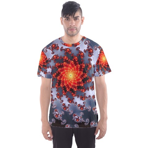 Fractal Spiral Rendering Curve Men s Sports Mesh Tee by Pakrebo