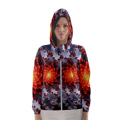 Fractal Spiral Rendering Curve Women s Hooded Windbreaker by Pakrebo