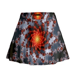 Fractal Spiral Rendering Curve Mini Flare Skirt by Pakrebo