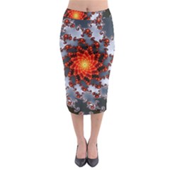 Fractal Spiral Rendering Curve Midi Pencil Skirt by Pakrebo