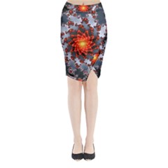 Fractal Spiral Rendering Curve Midi Wrap Pencil Skirt by Pakrebo