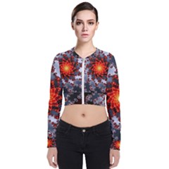 Fractal Spiral Rendering Curve Long Sleeve Zip Up Bomber Jacket by Pakrebo