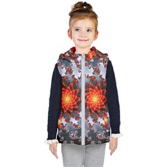 Fractal Spiral Rendering Curve Kids  Hooded Puffer Vest by Pakrebo