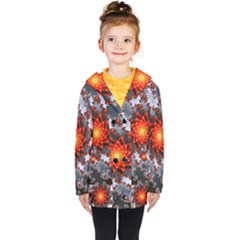 Fractal Spiral Rendering Curve Kids  Double Breasted Button Coat by Pakrebo