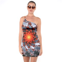 Fractal Spiral Rendering Curve One Soulder Bodycon Dress by Pakrebo