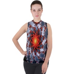 Fractal Spiral Rendering Curve Mock Neck Chiffon Sleeveless Top by Pakrebo