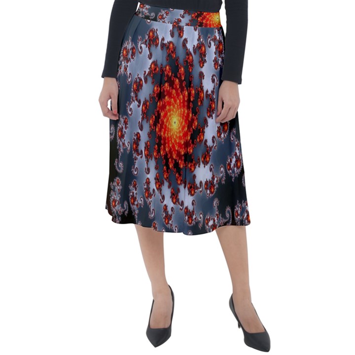 Fractal Spiral Rendering Curve Classic Velour Midi Skirt 