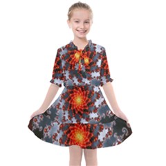 Fractal Spiral Rendering Curve Kids  All Frills Chiffon Dress by Pakrebo